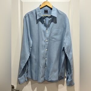 Todd Snyder Linen Shirt XXL Baird McNutt Sea Soft Men's Blue 2XL Long Sleeve